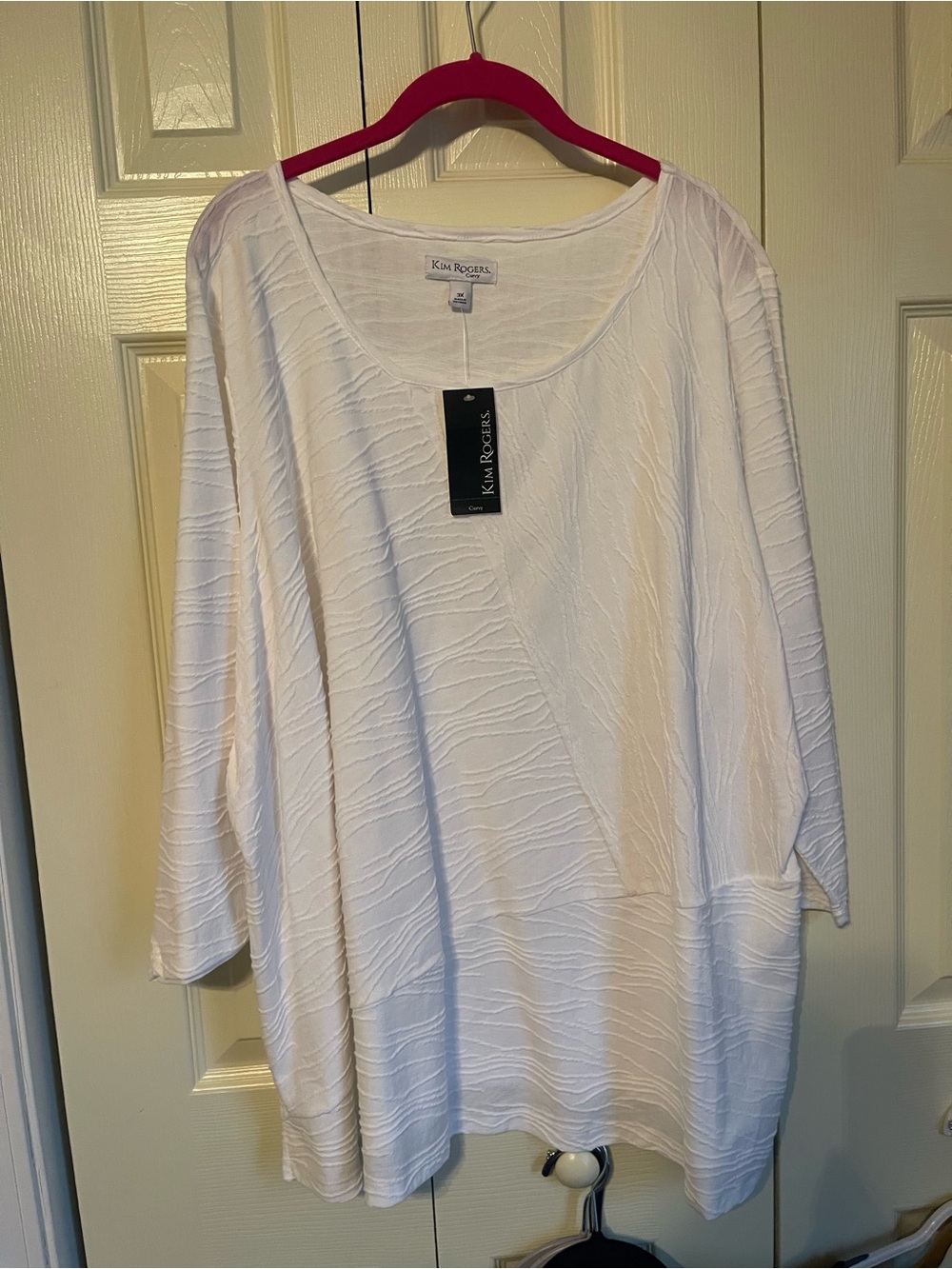 Kim Rogers Cream Textured Scoop Neck Tunic